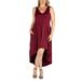 Womenâ€™s Plus Size Maroon Floral High Low Dress with Pockets