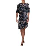 Kenneth Cole Womens Printed Cinched Party Dress