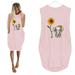 Women's Round Neck Sleeveless Stitching Casual Solid Color The Knee Length Printed Dress
