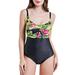 Women's Floral Print Swimsuit One Piece Open Back Monokini Bathing Suit Tummy Control Slimming Bikini Swimwear