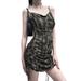 ZANZEA Women Summer Straps Sleeveless Leopard Print Drawstring Sundress