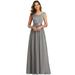 Ever-Pretty Women's A-line Lace Wedding Guest Gowns Long Maxi Dress 00646 Gray US14