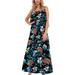 Avamo Size S-XXL Women Summer Casual Loose Camisole Dress Floral Printed Bohemian Spaghetti Strap Floral Long Maxi Dress White S(US 2-4)