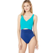 Lauren Ralph Lauren Glamour color block cut out wrap One-Piece swimsuit, size 6