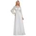 Ever-Pretty Women's Prom Party Dresses Simple Wedding Dress with Sleeves for Bride 00459 White US8