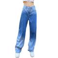 Listenwind Women's Casual Gradient Denim Pants High Waisted Wide Leg Loose Jeans Trousers Streetwear