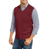 Mens Sweater Plum Medium Ribbed Trim V-Neck Vest M