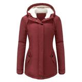 Mnycxen Women'S Warm Coat Jacket Outwear Fur' Lined Trench Winter Hooded Thick Overcoat