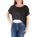 KENSIE $79 Womens New 3235 Black Jewel Neck Short Sleeve Crop Top M B+B