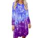 Women Long Sleeve Dress Tie-dye Casual Loose A-line Midi Dress T-shirt Dresses Autumn Dress