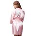 Turquaz Linen Satin Kimono Clear Rhinestone Bride Robe (Small/Medium, Pink)
