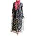Women Muslim Long Sleeve Floral Printed Maxi Dress Casual Party Sundress