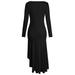 Seyurigaoka Women's Fall Fish-Tail Long Sleeve Square Neck Girl Pleat Front Split Dress