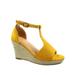 Judith-36 Women's Open Toe T Strap Ankle Strap Espadrille Wedge Sandals