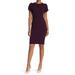 CALVIN KLEIN Womens Purple Petal Sleeve Jewel Neck Above The Knee Body Con Evening Dress Size 10