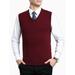 Regular Fit V Neck Sweater Vest for Men Basic Plain Sleeveless Sweater Casual Office Pullover Vest Top with Ribbing Edge