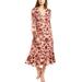 Nicole Miller Artelier RED Ruffle-Hem Floral-Print Long Sleeve Dress, US 0