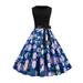 Ladies Belt Floral Off Shoulder Dress Sleeveless Knee Length A-Line Swing Dress