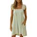 Lumento Women Casual Backless Short Dress Cotton Linen Mini Dress Summer Beach Party Holiday Sundress