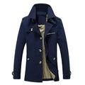 Fashion Men Trench Coats Autumn Windbreaker Single Breasted Buttons Front Vintage Jacket Casual Tops Outwear