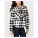Calvin Klein Women's Flannel Jacket , Size XS, Black\Bright White, MSRP $148