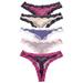 Vresqi 5-Pack Sexy Underwear See-Through Women T-Back Thong G-String Underpants Sexy Lacy Panties (L/US M 8-10)