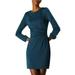 Allegra K Women's Crew Neck Ruched Waist 3/4 Sleeve Above Knee Pencil Dress