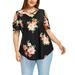 UKAP Women Boho Casual Floral Print Pullover Blouse Tunic Top Classic Vintage Off Shoulder V Neck T Shirt Plus Size Summer Tee