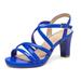 DREAM PARIS Women's Fashion Open Toe Chunky Heel Sandals Ankle Strap Pump Dress Shoes ICE-2 ROYAL/BLUE/PU Size 8