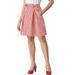 Allegra K Women's Striped Pleated Front Elastic Back Waist A-Line Skirt