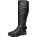 DREAM PAIRS (Wide-Calf) Womens PU Low Heel Knee High Faux Fur Riding Boots ATLANTA BLACK Size 5