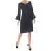 CALVIN KLEIN Womens Black Bell Sleeve Scoop Neck Knee Length Sheath Dress Size PS