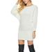 Wsevypo Women Solid Color Round Neck Bat Sleeves Bodycon Knit Sweater Dress