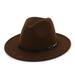 Dettelin Fur Hat Retro Flat Big Hat Couple Jazz Women Belt Buckle Fedora Hat Felt Fedora Hat Wide Brim Belt Buckle Panama Hat Fashion Sun Top Hat