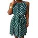 Womens Halter Neck Midi Dress Polka Dot Ruffle Boho Swing Party Summer Midi Dresses