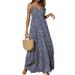 Women Floral Printed Sleeveless Long Maxi Dress Summer Boho Beach Vest Long Sundress Ladies Paisley Wrap Ruffled Evening Party Cocktail Dress