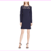 Lauren Ralph Lauren Women's Long Sleeves Rounded Neckline Lace-Yoke Crepe Dress 14/Navy