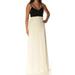 JILL STUART Womens White Color Block Spaghetti Strap V Neck Full-Length Sheath Evening Dress Size: 4