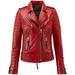 Outfit Craze Women's Red Biker Brando Quilted Motorcycle Leather Jacket (M)