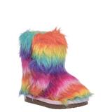 Alice11KA by Bamboo, Toddler Fluffy Faux Fur Mukluk - Baby Girl Rainbow Winter Slipper Boot