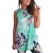 Sexy Dance Sleeveless Tank Top for Women Floral Printed Sleeveless Casual Loose Fit Tee Shirts Blouse Round Neck Tunic Top Green XL=US 12-14