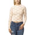 Almost Famous Womens Juniors Stretch Brushed Lace Crop Top with Curly Purl Hems