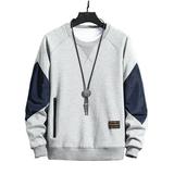 Men Color Block Raglan Sleeve Crewneck T-shirts Hipster Hip Hop Streetwear Sweatshirt Big & Tall Pullover with Zipper