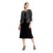 JESSICA HOWARD Womens Black Glitter Floral Long Sleeve Jewel Neck Midi Shift Dress Size 4P