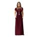 Mchoice plus size maxi dress for women O Neck Casual Pockets Short Sleeve Floor Length Dress Loose Party Dress club dress