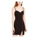 TRIXXI Womens Black Slitted Spaghetti Strap V Neck Mini Sheath Dress Size 9