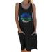 UKAP Women Summer Beach Tank Top Dress Sundress Holiday Party Midi Dresses Ladies Boho Summer Beachwear Sleeveless Loose Dresses Black S(US 4-6)