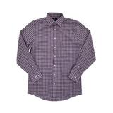 Mens Burgundy Multi Plaid Stretch Broadcloth Long Sleeve Dress Shirt