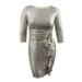 Jessica Howard Women's Metallic Cascading-Ruffle Sheath Dress (14, Gold)