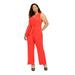 VINCE CAMUTO Womens Red Sleeveless V Neck Straight leg Evening Jumpsuit Size 24W